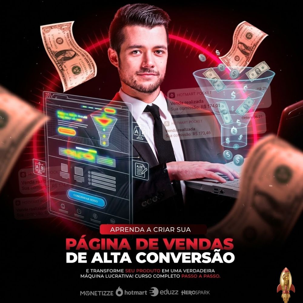 ESTRUTURA DE PÁGINA DE VENDAS COM DESIGN PROFISSIONAL E FOCO EM CONVERSÃO NO CURSO EM VÍDEO.