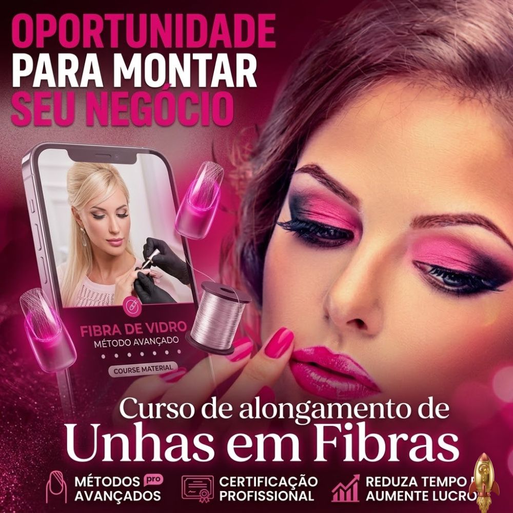 APLICAÇÃO DE ALONGAMENTO DE UNHAS EM FIBRA DE VIDRO COM ACABAMENTO NATURAL EM CURSO EM VÍDEO.