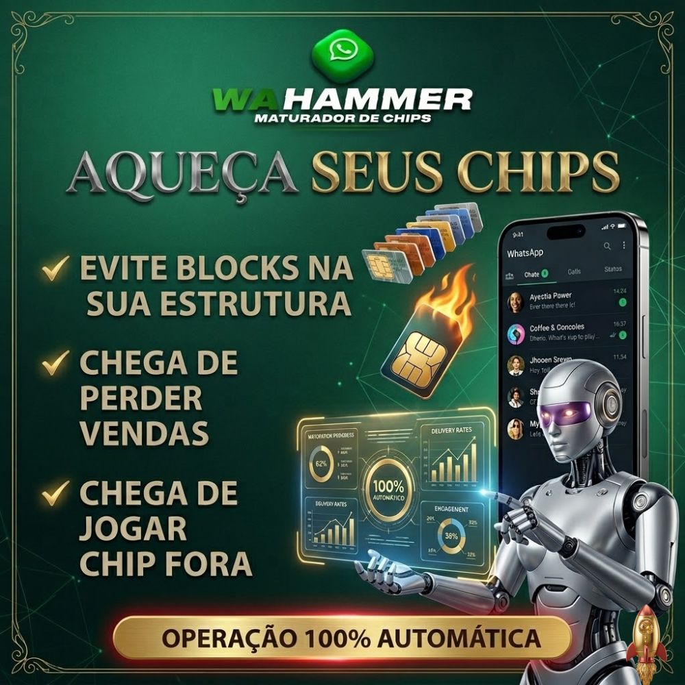 INTERFACE DO SOFTWARE WA HAMMER REALIZANDO A MATURAÇÃO AUTOMÁTICA DE CHIPS DE WHATSAPP PARA EVITAR BLOQUEIOS.