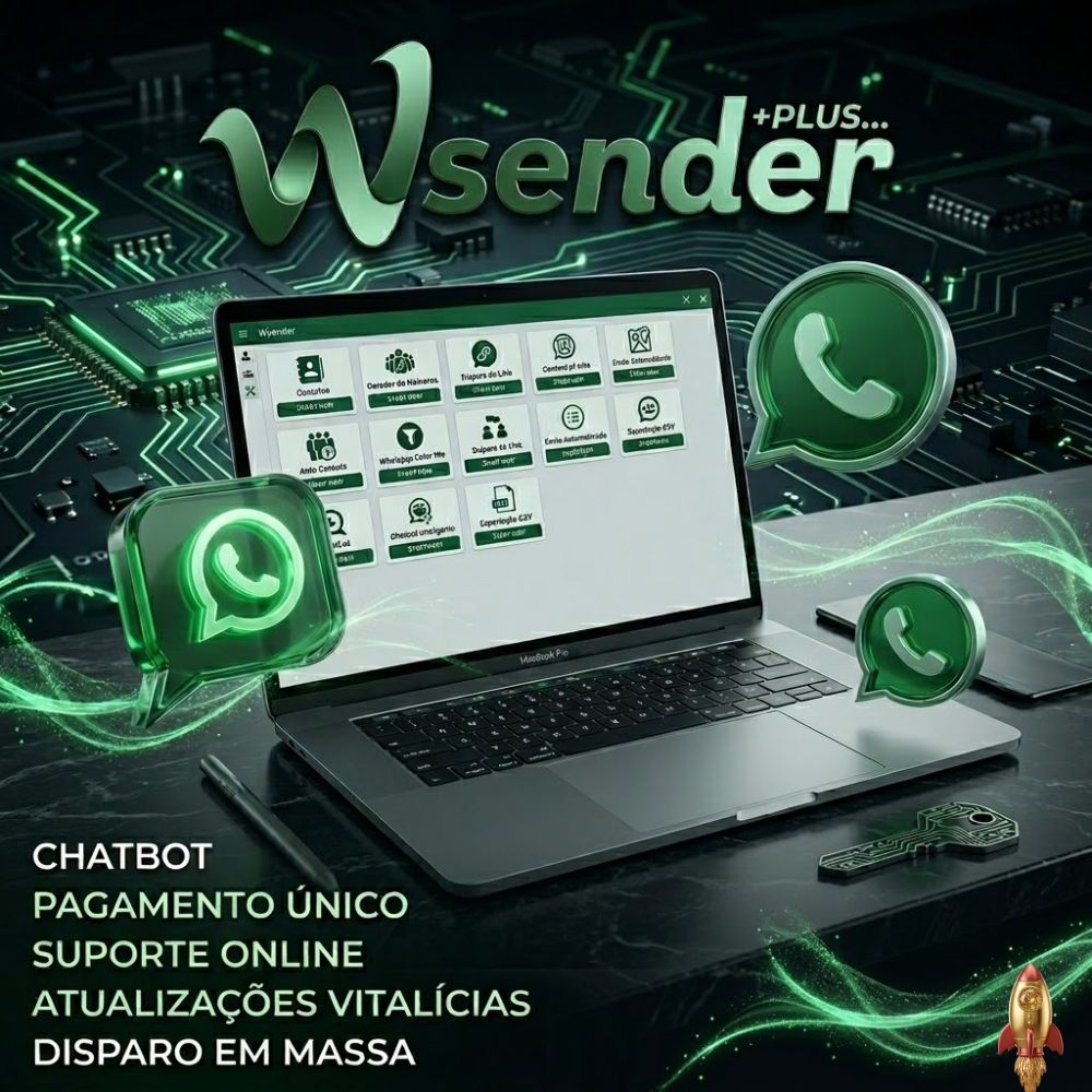 INTERFACE DO SOFTWARE WSENDER PARA DISPARO DE MENSAGENS EM MASSA E AUTOMAÇÃO DE VENDAS NO WHATSAPP.