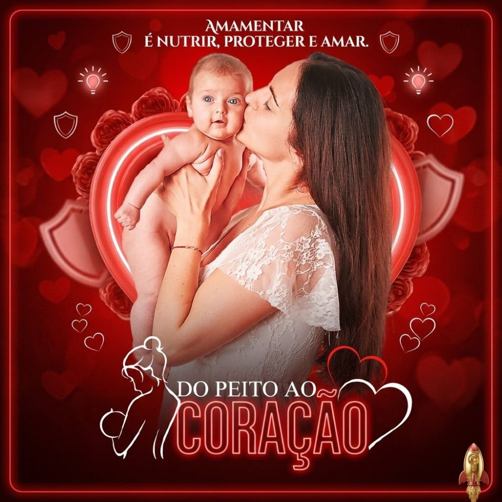 SUGESTÃO: CAPA DO EBOOK DO PEITO AO CORAÇÃO COM ORIENTAÇÕES SOBRE AMAMENTAÇÃO E CUIDADOS COM O RECÉM-NASCIDO.