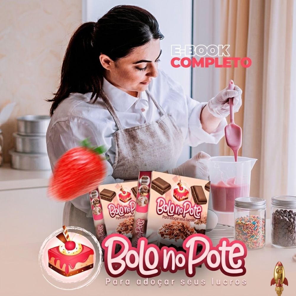 VARIEDADE DE BOLOS NO POTE DE CHOCOLATE E MORANGO PARA VENDA E RENDA EXTRA EM CASA.